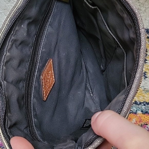 Fossil clutch small bag cotton fabric zipper brown stripes - Picture 9 of 9